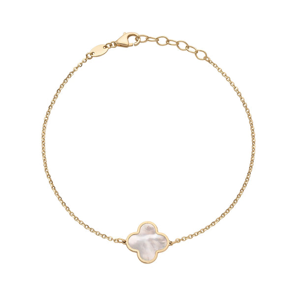 14K GOLD MOTHER OF PEARL MEG CLOVER BRACELET