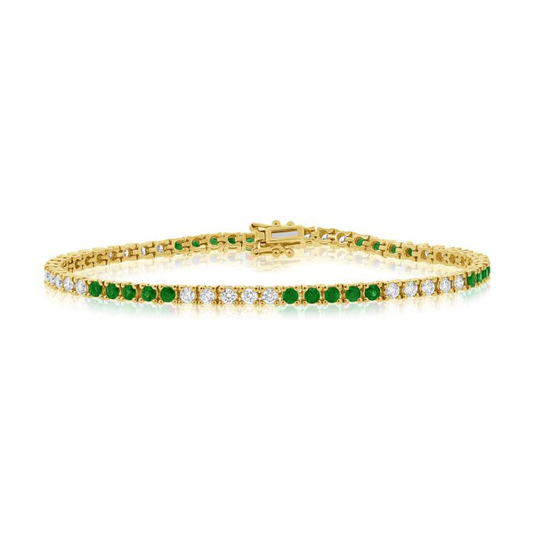 14K GOLD DIAMOND EMERALD COLETTE TENNIS BRACELET