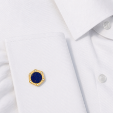 14K GOLD DIAMOND LAPIS MARK CUFFLINKS