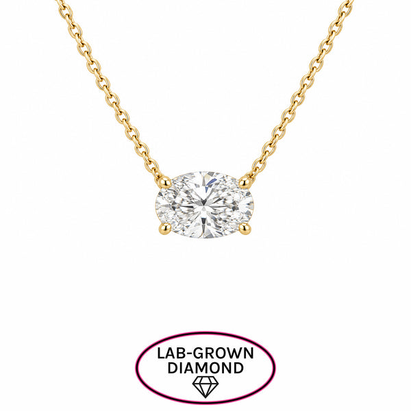 14K GOLD 1.00 CT LAB GROWN DIAMOND OVAL NECKLACE