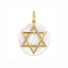 14K GOLD DIAMOND MOTHER OF PEARL STAR OF DAVID CHARM