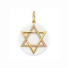 14K GOLD DIAMOND WHITE ONYX STAR OF DAVID CHARM