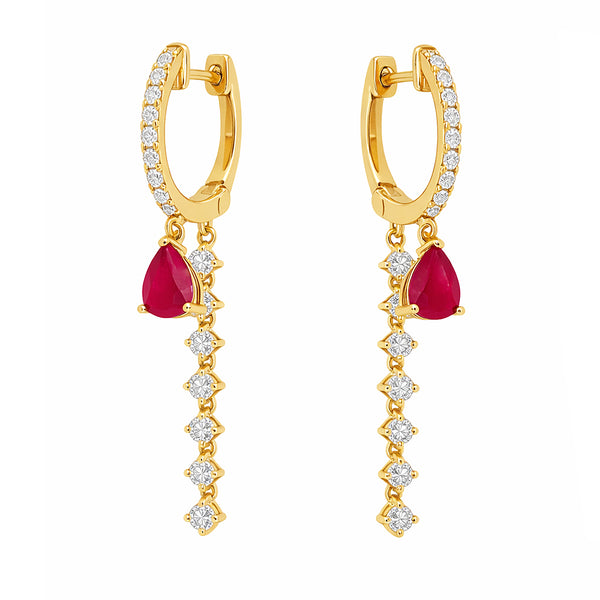 14K GOLD DIAMOND RUBY LIZETTE EARRINGS
