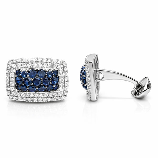 14K GOLD DIAMOND SAPPHIRE NOAH CUFFLINKS