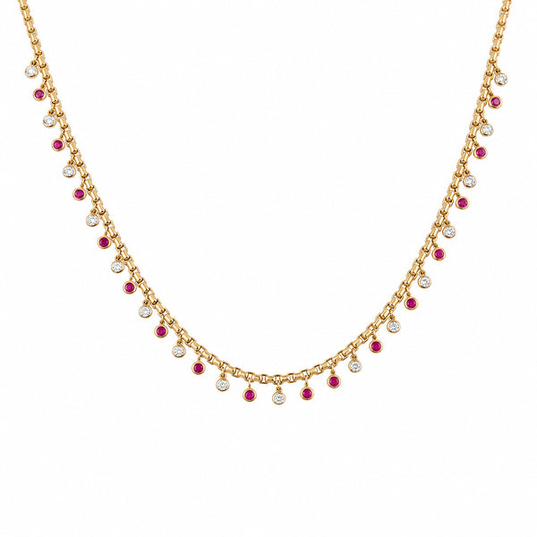 14K GOLD DIAMOND RUBY BAILEY NECKLACE