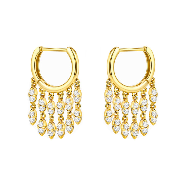 14K GOLD DIAMOND TIFFANY HOOPS