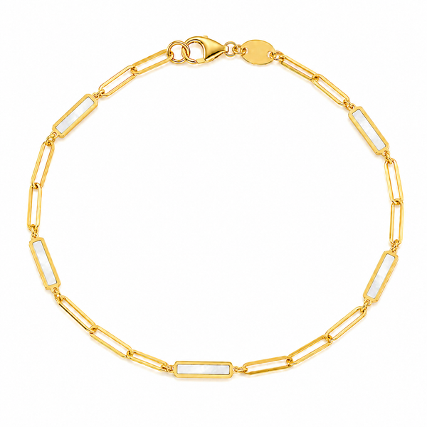 14K GOLD ANNA MOTHER OF PEARL LINK BRACELET