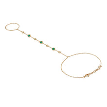 14K GOLD DIAMOND AND EMERALD HAND CHAIN