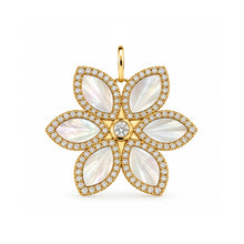 14K GOLD DIAMOND MOTHER OF PEARL FLOWER CHARM