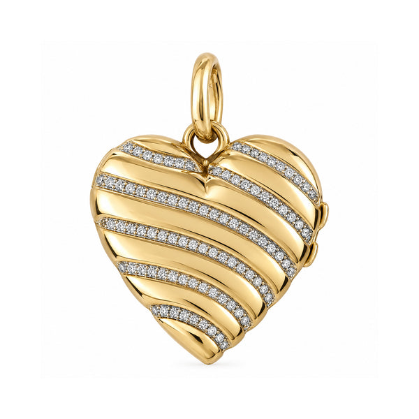 14K GOLD DIAMOND LILLY HEART LOCKET CHARM