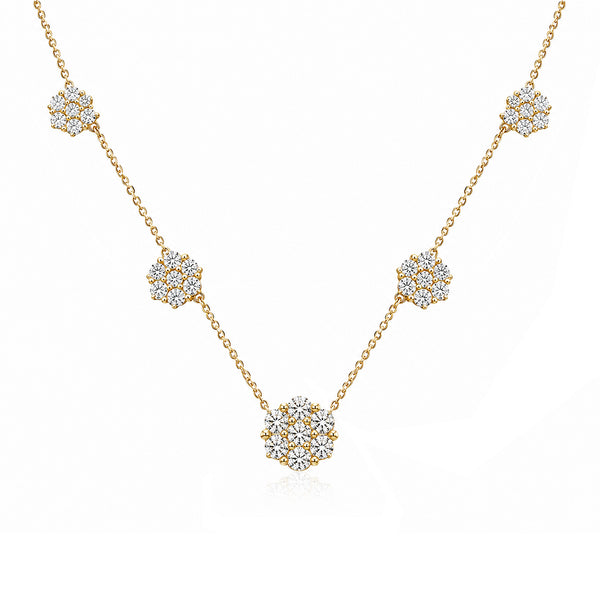 14K GOLD DIAMOND LISA FLOWER NECKLACE
