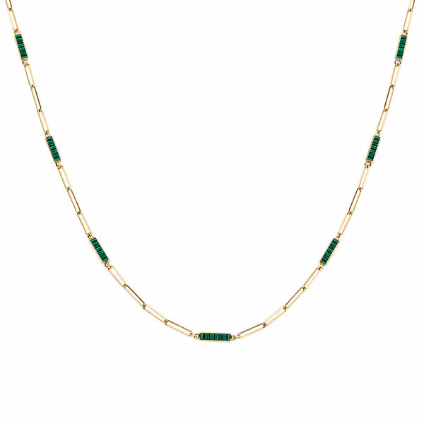 14K GOLD ANNA MALACHITE LINK NECKLACE