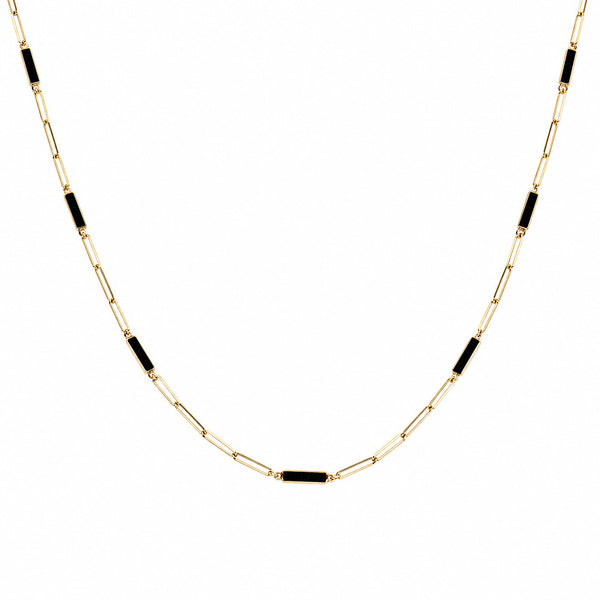 14K GOLD ANNA ONYX LINK NECKLACE