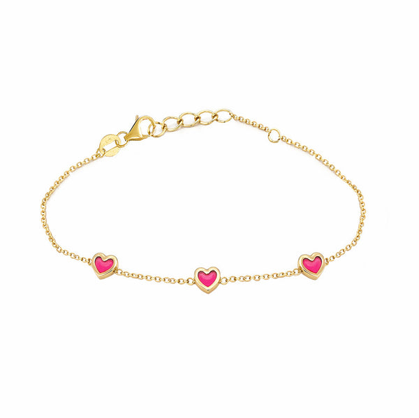14K GOLD RUTHIE PINK HEART BABY BRACELET