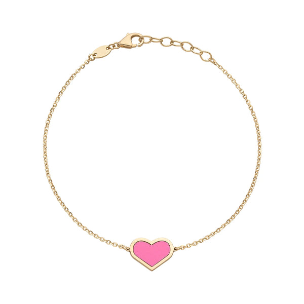 14K GOLD FUCHSIA MEG HEART BRACELET