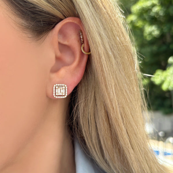 14K GOLD DIAMOND HALLE STUDS