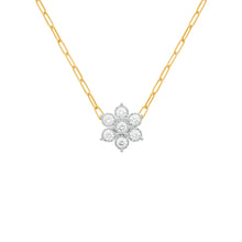 14K GOLD DIAMOND MEDIUM HANNAH FLOWER PAPERCLIP NECKLACE