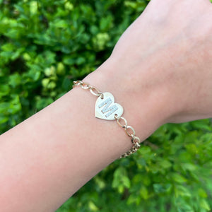 14K GOLD DIAMOND INITIAL HEART BRACELET