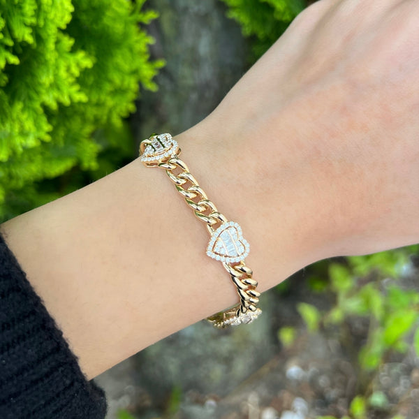 14K GOLD DIAMOND BEVY HEART BRACELET