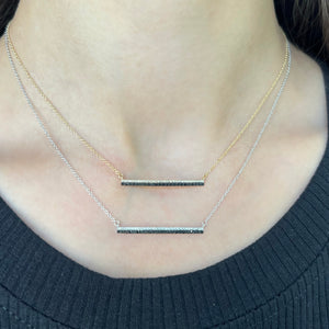 14K GOLD BLACK AND WHITE DIAMOND BAR NECKLACE