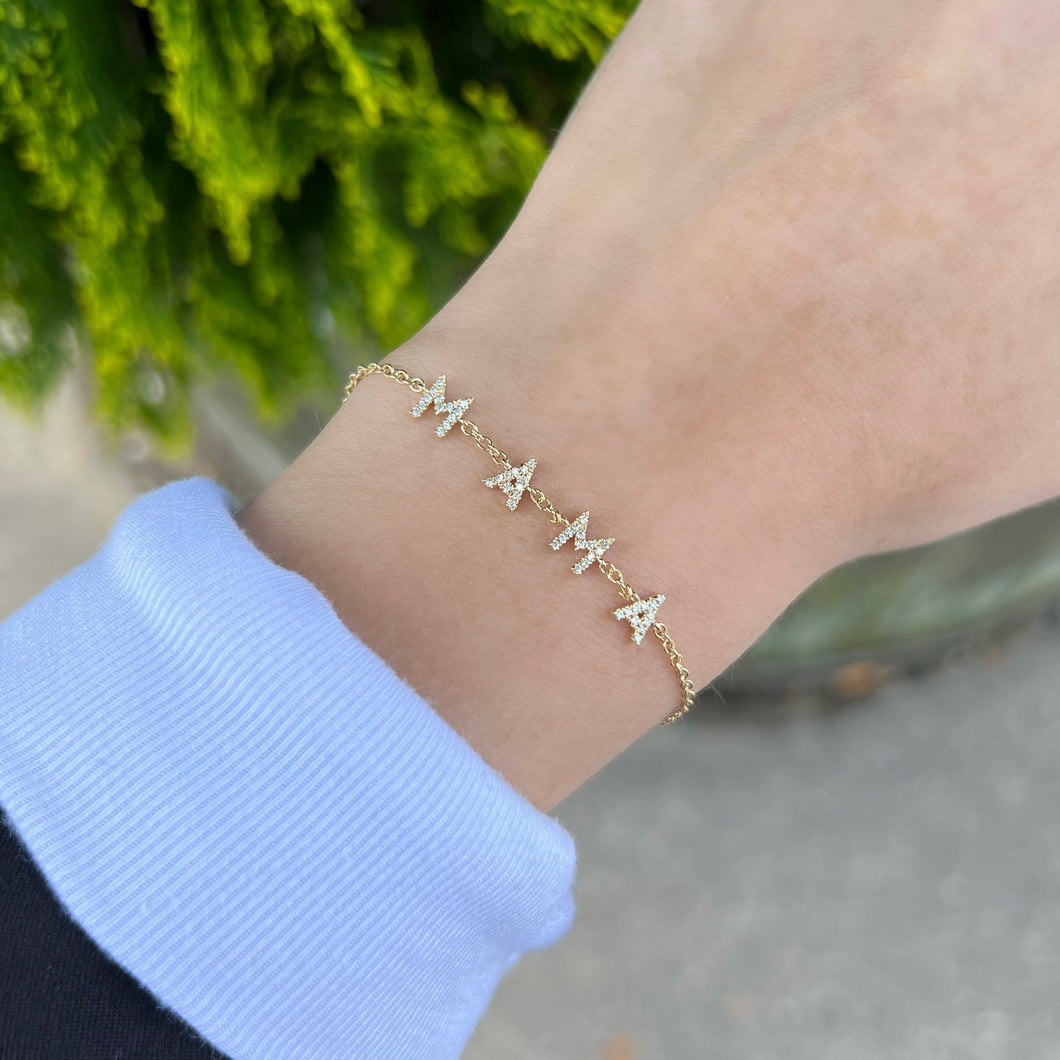 14K GOLD DIAMOND MAMA BRACELET