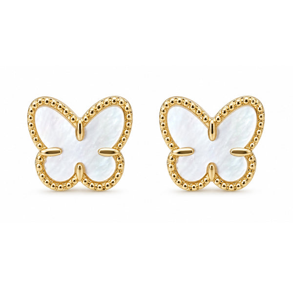 14K GOLD MOTHER OF PEARL KIMMY BUTTERFLY STUDS