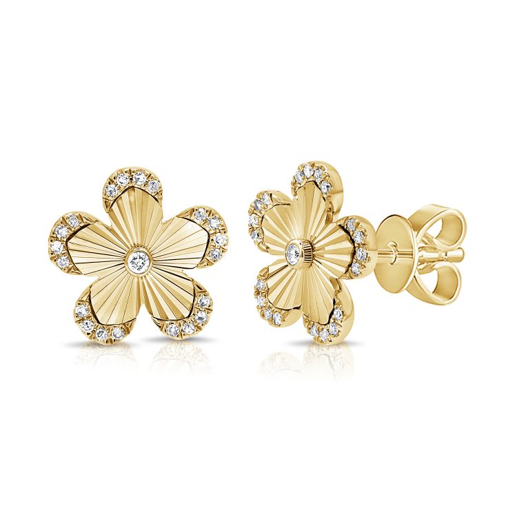 14K GOLD DIAMOND GABI FLOWER STUDS