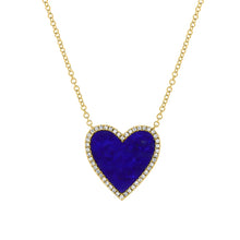 14K GOLD DIAMOND LAPIS MEDIUM HAILEY HEART NECKLACE