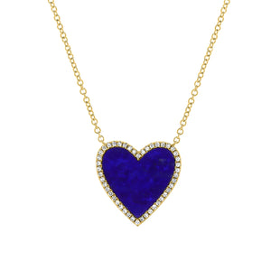 14K GOLD DIAMOND LAPIS MEDIUM HAILEY HEART NECKLACE
