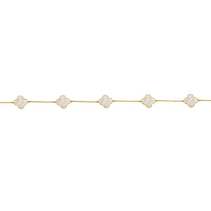 14K GOLD MOTHER OF PEARL LARGE MEGAN CLOVER BRACELET