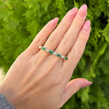 14K GOLD DIAMOND AND EMERALD STEPH DOUBLE FINGER RING