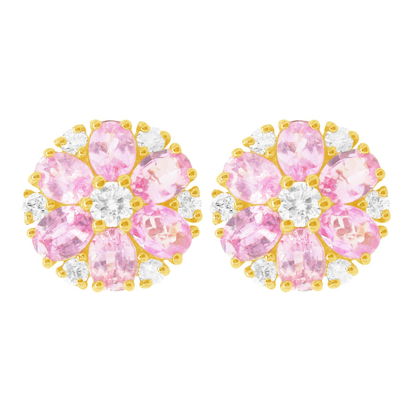 14K GOLD DIAMOND PINK SAPPHIRE MARIANA STUDS