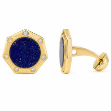 14K GOLD DIAMOND LAPIS MARK CUFFLINKS