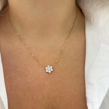 14K GOLD DIAMOND MEDIUM HANNAH FLOWER PAPERCLIP NECKLACE
