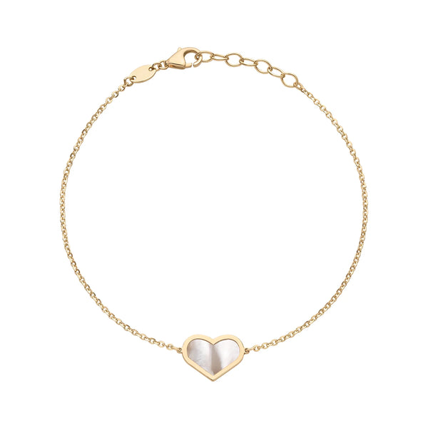 14K GOLD MOTHER OF PEARL MEG HEART BRACELET