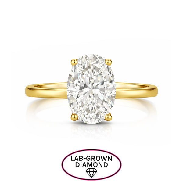 14K GOLD 3.00 CT LAB GROWN DIAMOND OVAL CUT SOLITAIRE RING