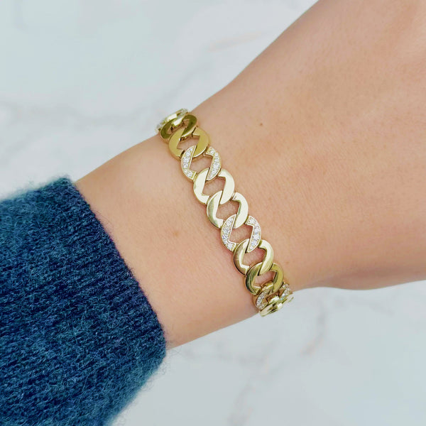 14K GOLD DIAMOND PALMER LINK BRACELET