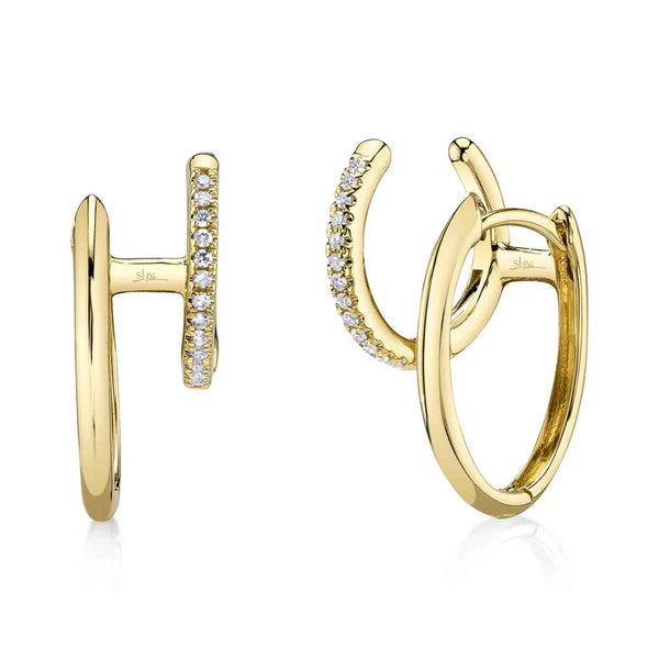 14K GOLD DIAMOND PAULETTE HUGGIE AND CUFF