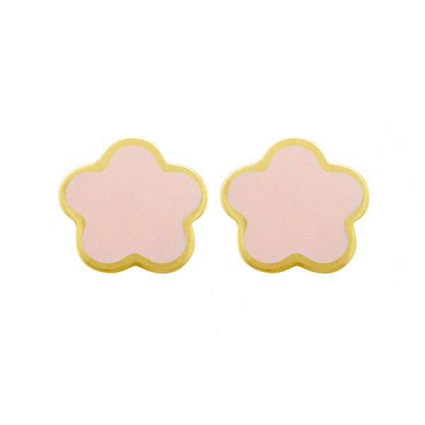 14K GOLD PINK MOTHER OF PEARL SMALL MEGAN FLOWER STUDS