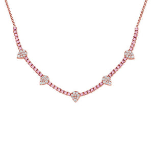 14K GOLD DIAMOND PINK SAPPHIRE CARISSA PEAR NECKLACE