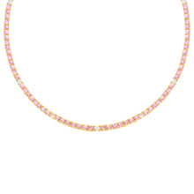 14K GOLD DIAMOND PINK SAPPHIRE HILARY TENNIS NECKLACE