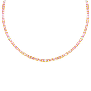 14K GOLD DIAMOND PINK SAPPHIRE HILARY TENNIS NECKLACE