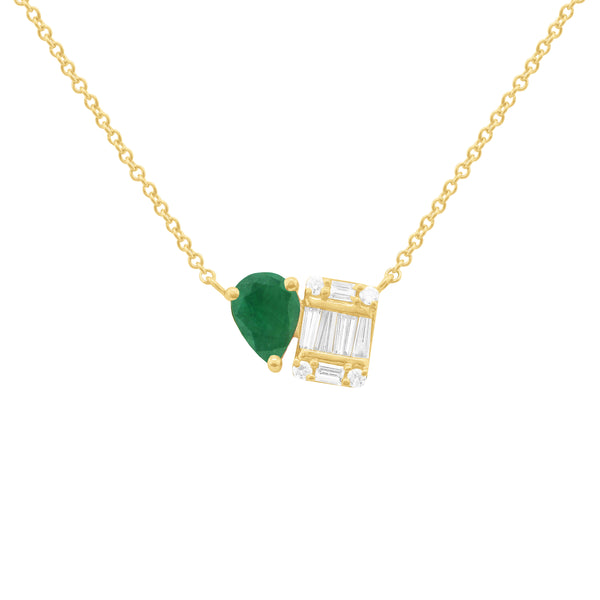 14K GOLD DIAMOND EMERALD KELSEY NECKLACE