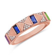 14K GOLD DIAMOND AND MULTI COLOR ROXANNA RING