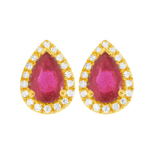 18K GOLD DIAMOND RUBY FRAN STUDS