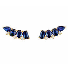 14K GOLD DIAMOND SAPPHIRE CARMIT STUDS
