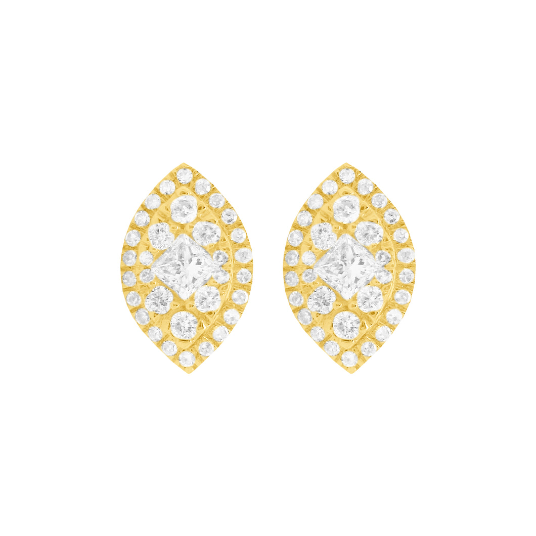 14K GOLD DIAMOND SMALL PALOMA MARQUISE STUDS