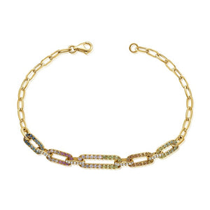 14K GOLD DIAMOND MULTI COLOR SAPPHIRE TAMARA BRACELET