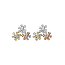 14K TRI-COLOR GOLD DIAMOND CARMEN FLOWER STUDS