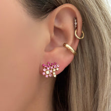 14K GOLD DIAMOND PINK SAPPHIRE RUBY MALI STUDS